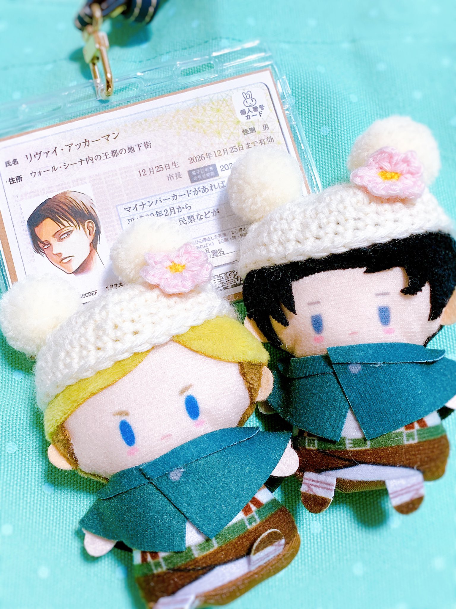 ツユリ 눈 눈 っ兵長太もも部部長 ビックリする位荷造りが進まない D せっかくだから兵長のマイナンバーカードを持っていく事と 同行するぬいぐるみ代表はお写真が撮りやすい指人形ちゃん達という事だけは決めた