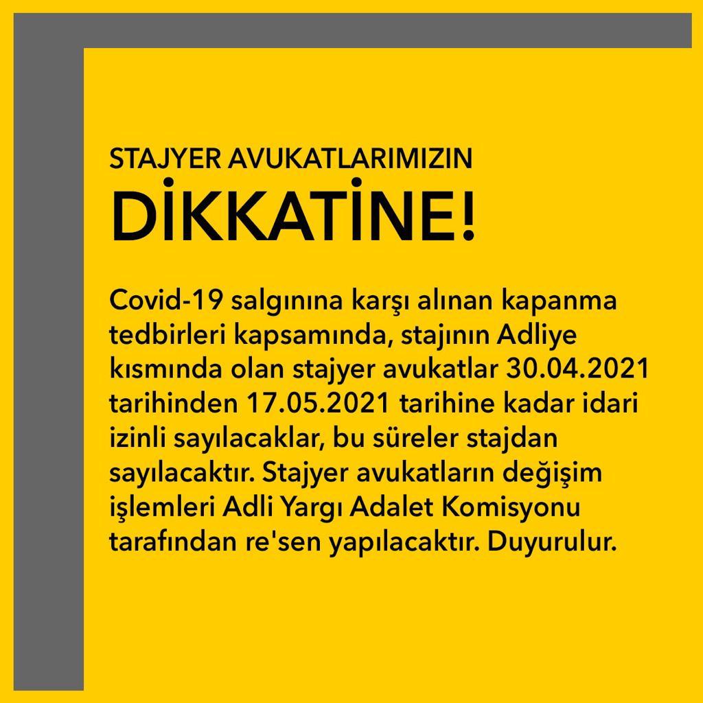 🔴 Tekirdağ Barosu Stajyer Avukatlarına Duyurulur.