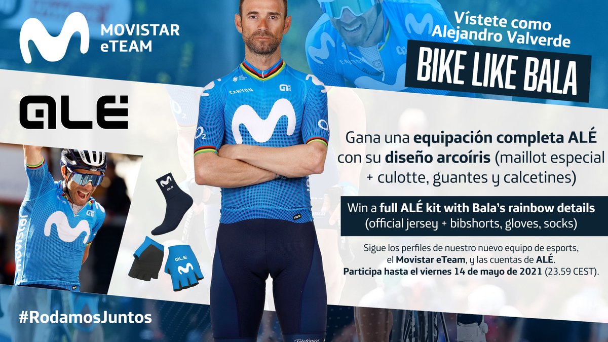 Twitter \ Movistar Team على تويتر: "🚴🏼‍♂️💙 Gana una equipación que incluye maillot con mangas arcoíris como la de Alejandro Valverde. 💥 Win a full ALÉ kit with rainbow sleeves