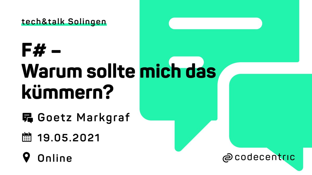 codecentric's tweet image. Kann man mit genau einer Sprache &amp;amp; einem Sprachparadigma „full stack&quot; moderne Anwendungen entwickeln? Goetz sagt: „Ja, mit F#!&quot; 💡Auf unserem Meetup erzählt er mehr über die funktionale Programmiersprache: bit.ly/3xaCoO3
#fsharp #fullstack #techandtalk #meetup