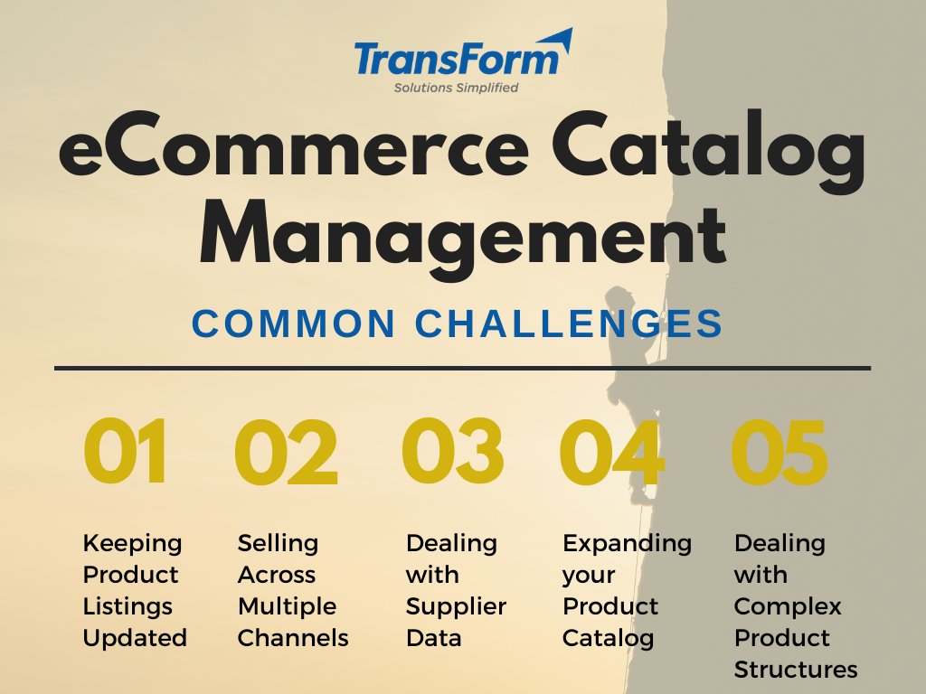 TFSBPO's tweet photo. Here are top 5 challenges in managing #eCommerce #ProductCatalog. An optimized and well-structured #ProductData helps achieve higher visibility and increased conversions leading to improved sales and ROI. To know how TransForm Solutions can help https://t.co/0CeK1TGDyy https://t.co/RHCtdNcSC8