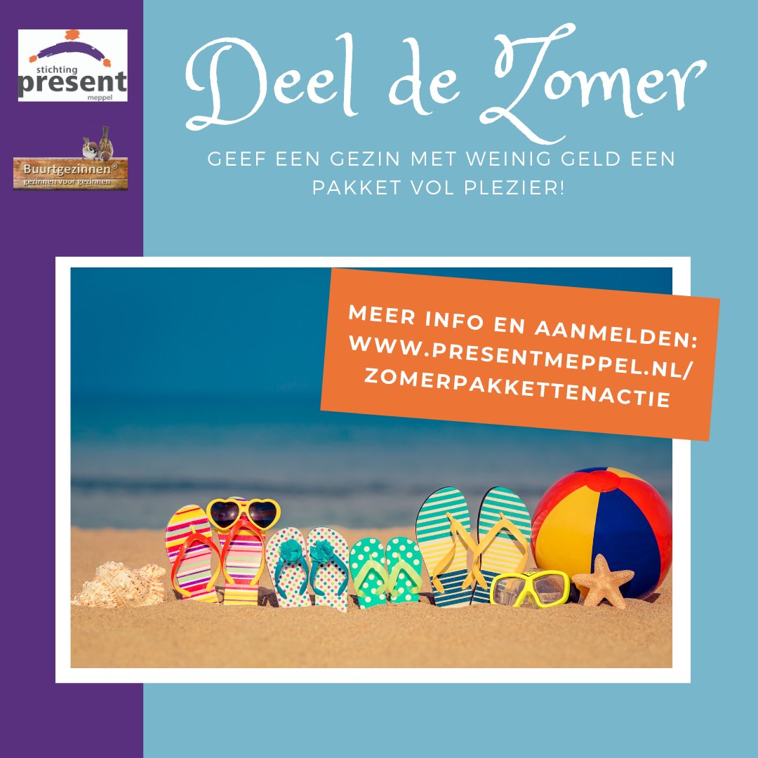 #Present Meppel en #Buurtgezinnen Meppel organiseren een #Zomerpakkettenactie voor #gezinnen in de gemeente #Meppel die een extraatje goed kunnen gebruiken!

Wil je als gezin of groep een pakket op maat samenstellen en iemands zomer wat zonniger maken?
Zie presentmeppel.nl/zomerpakketten…