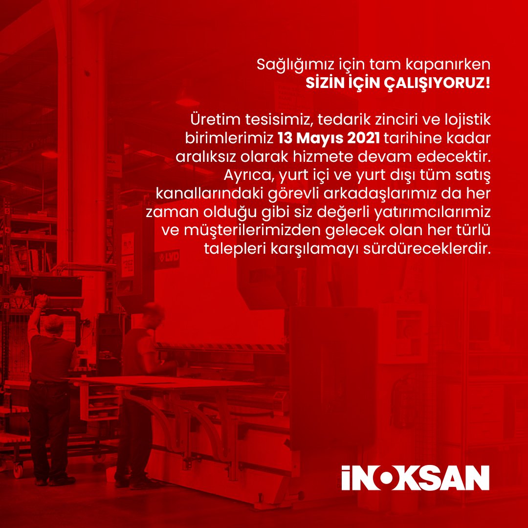 İnoksan olarak, tam kapanmada da hizmetlerimizi sürdürüyoruz...
#endüstriyelmutfak #fırın #endüstriyelfırın #inosmart #mutfakekipmanları #inoksanmutfak #inoksanservis #inoksanprofesyonelmutfak #inoksanendüstriyelmutfak #profesyonelmutfak #inoksan #gastronomía #industrialkitchen