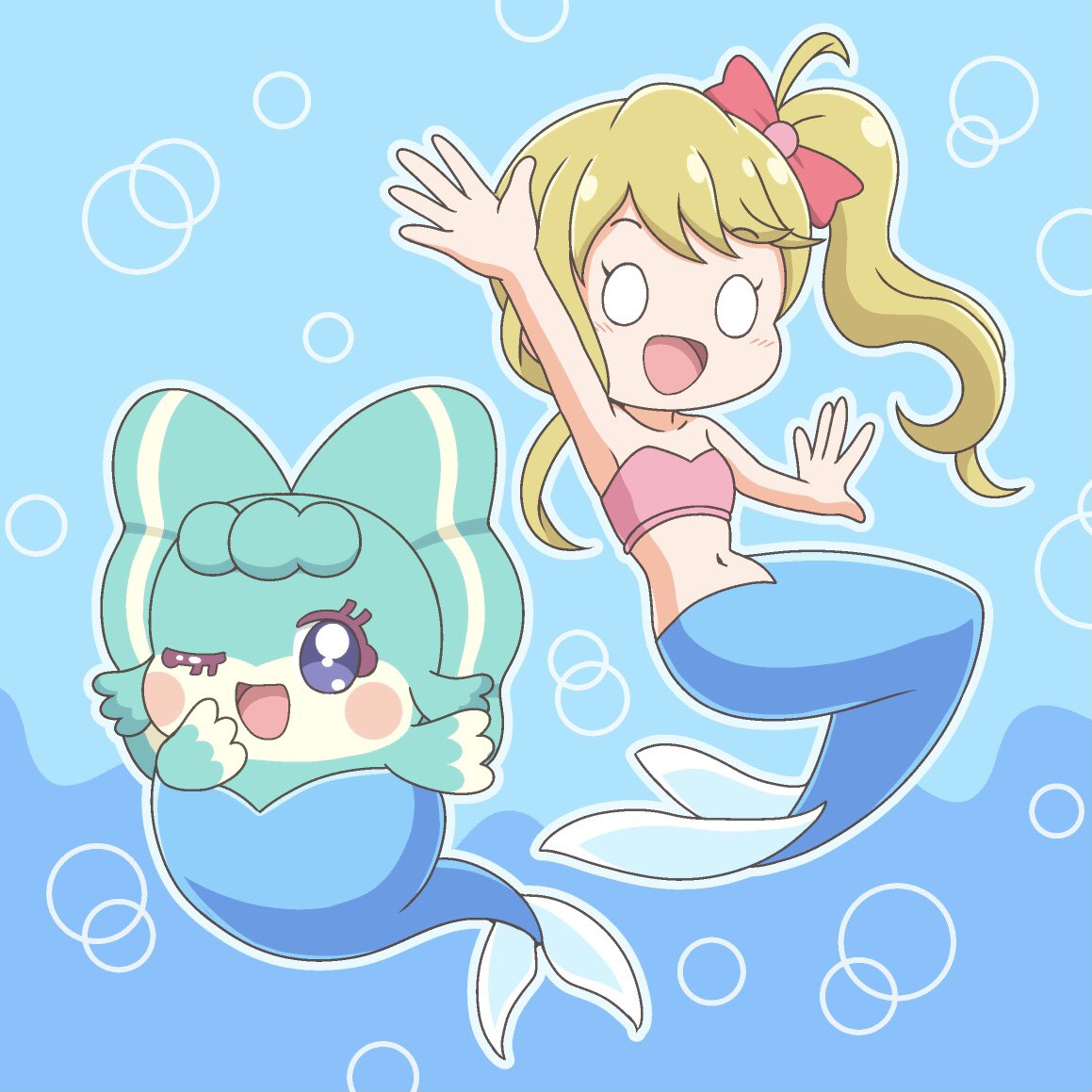 Twitter 上的 加ト しゅん ひらけ ここたま のはるかちゃんの声優さんがプリキュアに出演されたとのことなので はるかわいい人魚をアメリちゃんとセットで描いてみました Cocotama T Co 6hbcfauinq Twitter