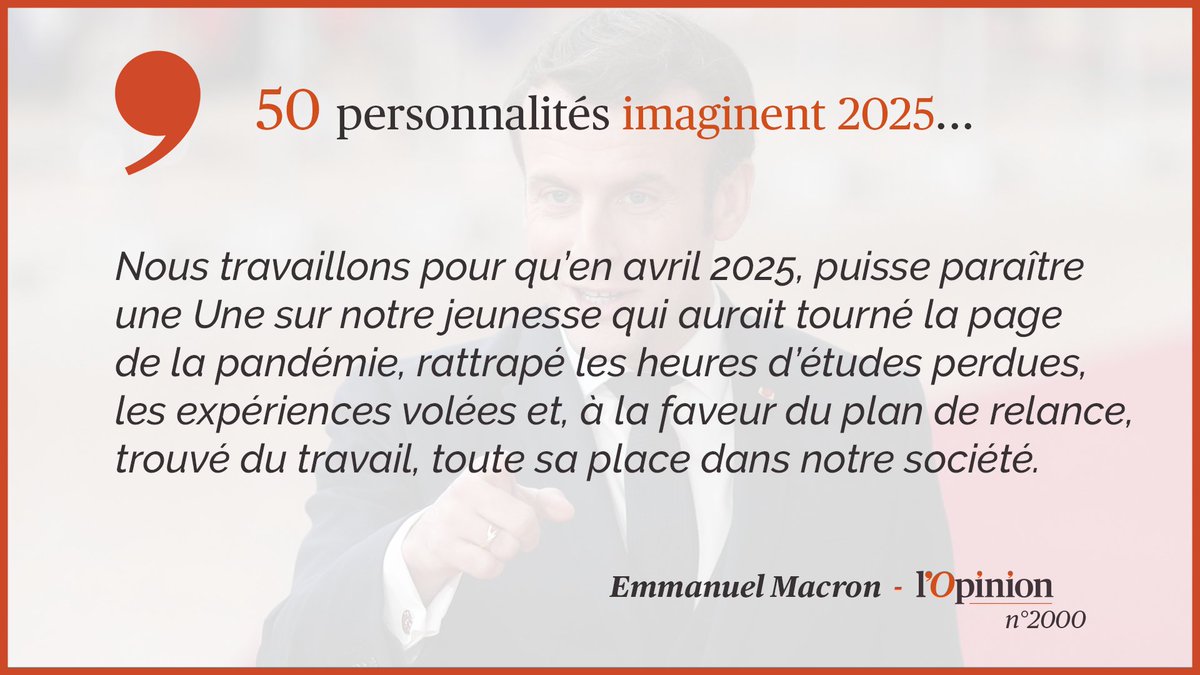 THREAD  50 personnalités imaginent 2025... @EmmanuelMacron : «Si l’on prend peine de regarder par-delà l’écume des temps, c’est un moment de bascule qui se dessine».  https://www.lopinion.fr/edition/politique/emmanuel-macron-ne-cedons-rien-l-ambition-transformation-243164