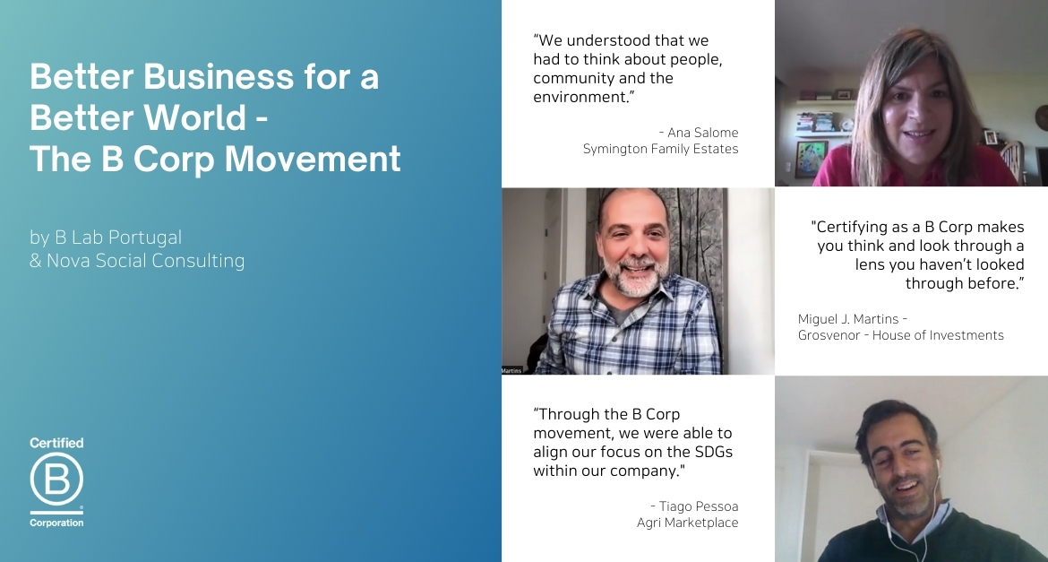 Thank you to everyone who joined or event in collaboration with Nova SBE Social Consulting yesterday! A special thanks to our inspiring #BCorp guests: <a href="/SymingtonFamily/">Symington Family Estates</a>, <a href="/AgriMarketplace/">Agri Marketplace</a> and Grosvenor - House of Investments.