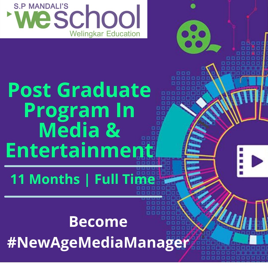 Pursue a glorious career in Media & Entertainment. Become #NewAgeMediaManager with WeSchool's 11 months, fulltime PGP. 
Apply now: bit.ly/2PwEkiL 
#NewAgeMedia #NewAgeMediaCareers #MassMedia #pgpmedia #welingkareducation #WeShool #welingkarinstituteofmanagement