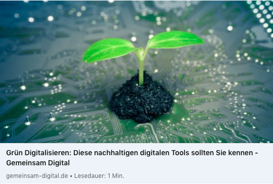 🙏Danke an @_GemeinsamDigit für den Rundgang durch die digitale Welt der Tools für mehr #Nachhaltigkeit! 
Wir freuen uns, dass wir mit unseren Softwarelösungen für die nachhaltige Unternehmensführung Erwähnung gefunden haben. 🤗
👉 bit.ly/3aQOXEu