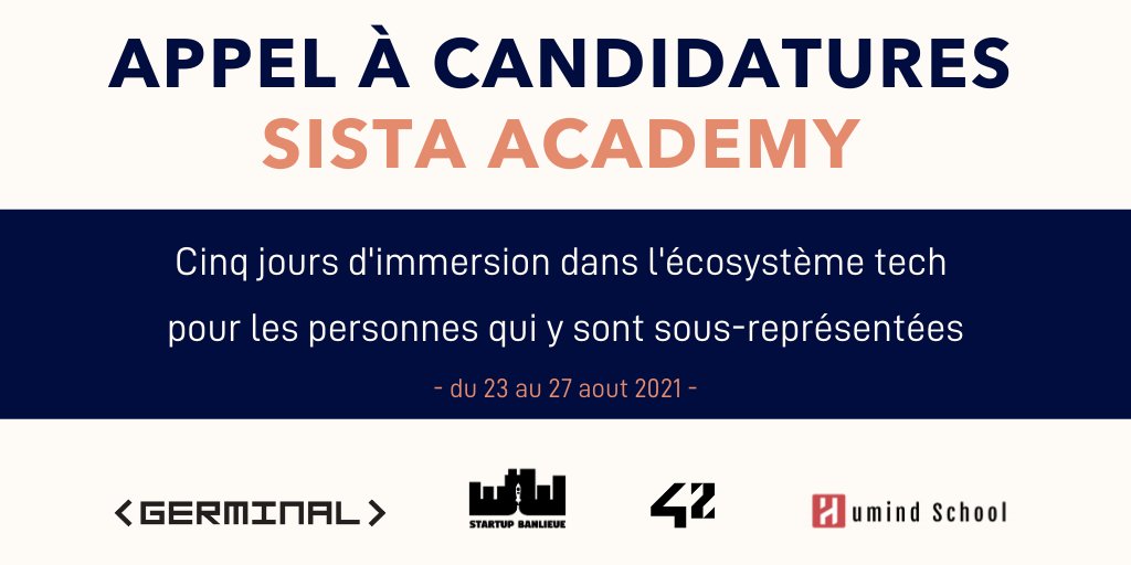 71% des dirigeant.e.s de #startup sont issu.e.s d’une grande école de commerce ou d'ingénieurs. 

Pourtant, la diversité est un facteur clé de réussite économique. 

En réponse, nous avons créé le programme SISTA Academy 👇👇

🚀 urlz.fr/fr1X

#diversité #womenintech