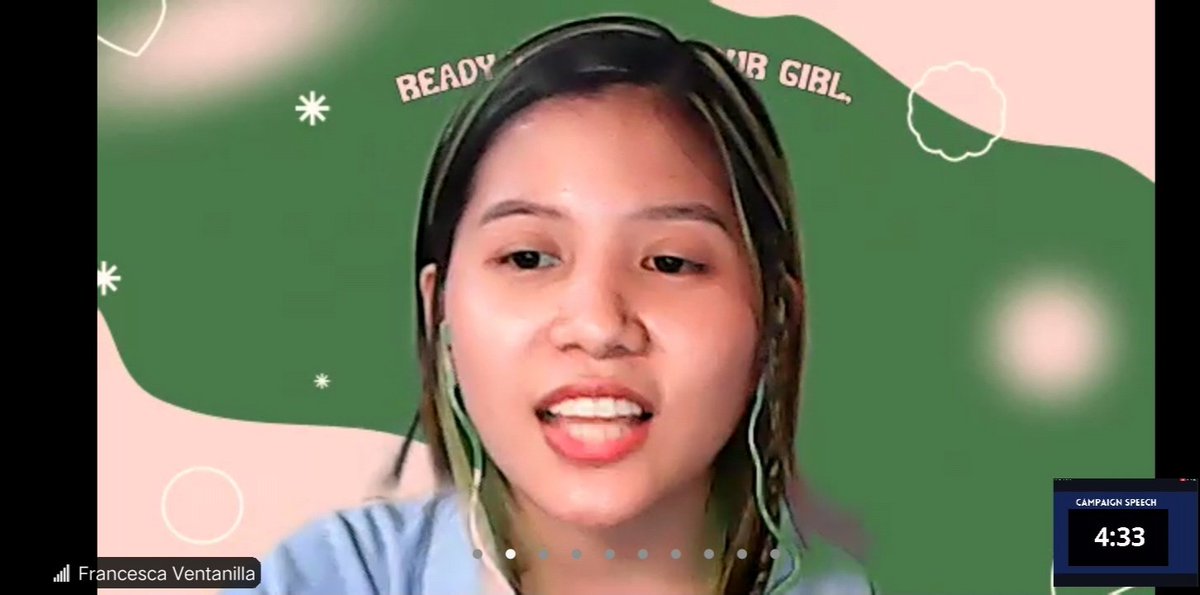 Independent candidate for PRO Francesca Ventanilla introduces her platform 3Cs: Connect, Cultivate, and Collaborate. #USTABHalalan2021 #OnlineSagupaan2021