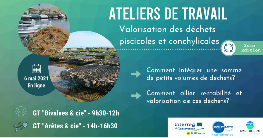 🔴📣 2 ateliers <a href="/bluefasma/">BLUEfasma</a> sur la valorisation des déchets piscicoles et conchylicoles avec @cpie_thau, @kimiyo_asso &amp; <a href="/Cepralmar1/">Cépralmar</a> ♻🐟

🗓Le 06/05/2021

👉« Bivalves &amp; Cie» (déchets coquillés) 9h30-12h
👉 « Arêtes &amp; Cie» (déchets poissons) 14h-16h30

🔗 swll.to/6DAAQ