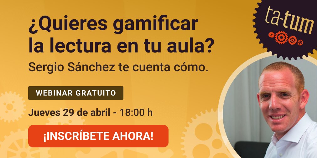 Edelvives's tweet photo. ¡Llegó el día! Hoy, 29/04, a las 18:00 h, te espera Sergio Sánchez para explicarte cómo dinamizar la lectura en tu aula y motivar a tus alumnos con Ta-Tum. 
¡Apúntate ya, es gratis! ➡️ https://t.co/iI7LRDtji3
#TaTumEdelvives #LecturaGamificada https://t.co/7soAT1GhHT