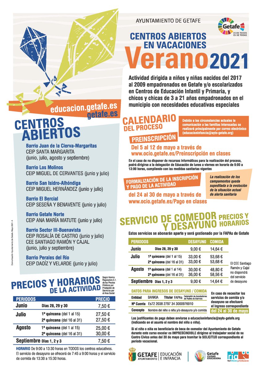 #Getafe abre el plazo de preinscripición para los Centros Abiertos en Vacaciones de Verano 2021

👉 getafe.es/getafe-abre-el…