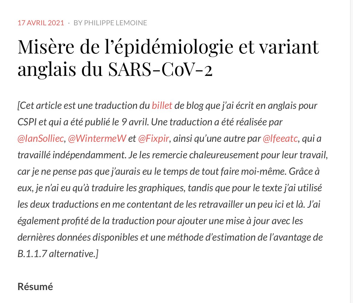 4. On en vient à la perversité du truc. Le mec semble donner une source ici. Problème? C'est en effet un de ses propres billets de blog.