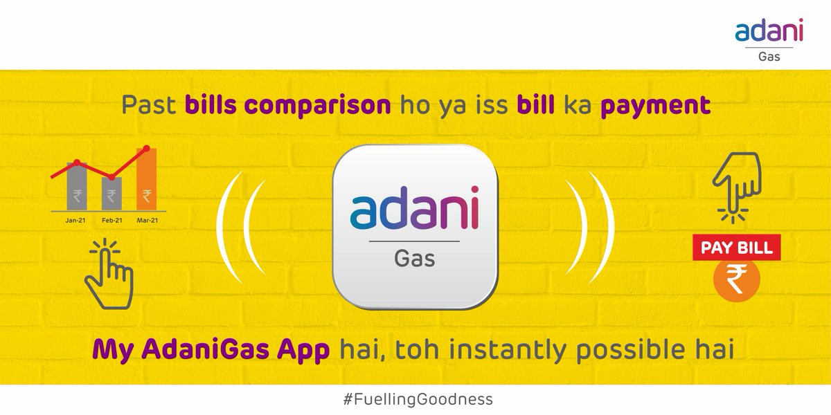 Adani_Gas's tweet photo. MyAdani Gas app gives you the freedom to check and compare your past bills and understand your gas consumption pattern.
#AdaniGas #AdaniTotalGas #FuellingGoodness #NaturalGas #Reliable #SmartFuel #AdaniGasApp #MyAdaniGasApp #MyAdaniGas
#PaymentApplication #DownloadKaro https://t.co/2vGGvEPRRb