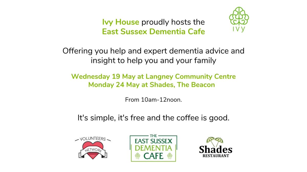 There are 850,000 people estimated to be living with dementia in the UK. A support group to help you is imperative. You might like to come along to the FREE dementia cafe community support hosted in May on location. Just turn up - we'll be there to connect with you. 💚