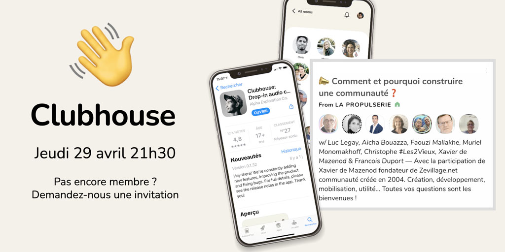 📣 Comment [et pourquoi] construire une communauté❓ 👨🏻‍🦱👱🏽‍♀️👱🏻‍♂️👩🏾‍🦱👨🏽‍🦳👩🏻👩‍🦳 🧔🏻 Avec la participation de <a href="/Zevillage/">Le media du Future Of Work</a> communauté active depuis 2004. Création, développement, mobilisation, utilité… vos questions sont les bienvenues  #clubhouse joinclubhouse.com/event/m3YNpLKJ avec <a href="/FTC_DIGITAL_ITM/">#Les2Vieux</a>