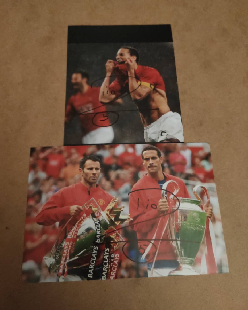 Massive thank you to @rioferdy5 for replying and signing the photos I sent. Rio is one of my all time favourite players and to have these in my collection as a United fan means a lot! Thank you Rio.