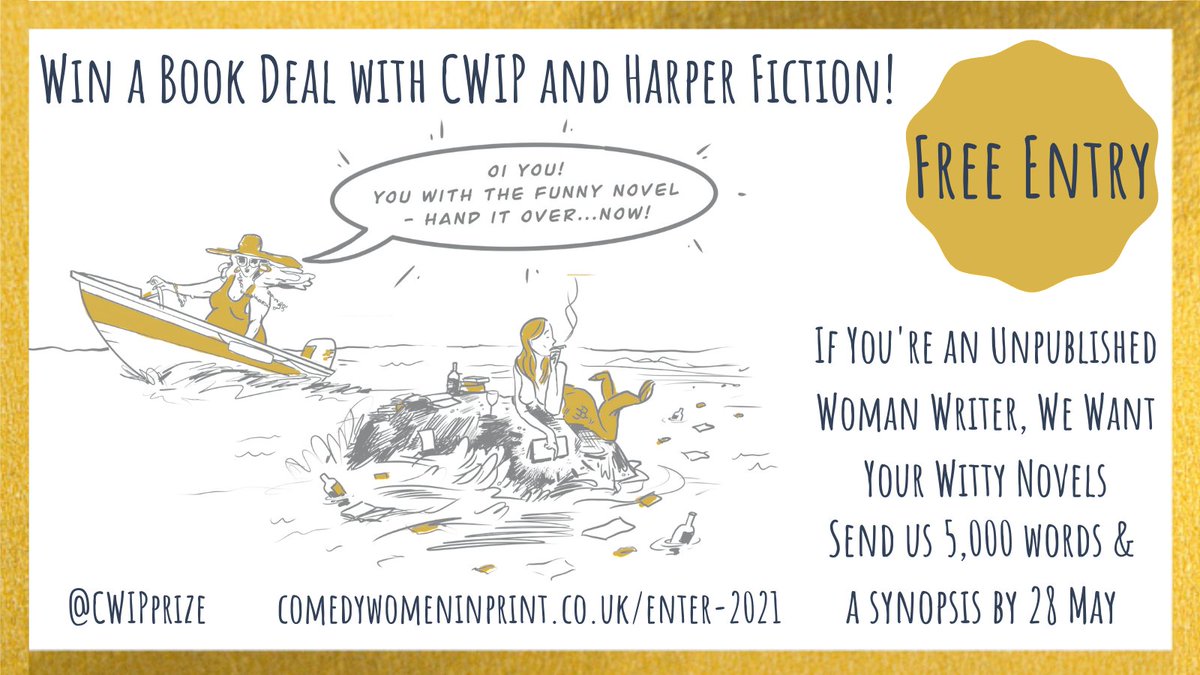 Are you an unpublished women writer in UK + IRE with a funny novel? You could win a book deal with <a href="/CWIPprize/">Comedy Women In Print</a>  <a href="/HarperFiction/">HarperFiction</a> 🤩 #WritingCommunity Full details on how to enter here: ow.ly/6ewy50EA1pE