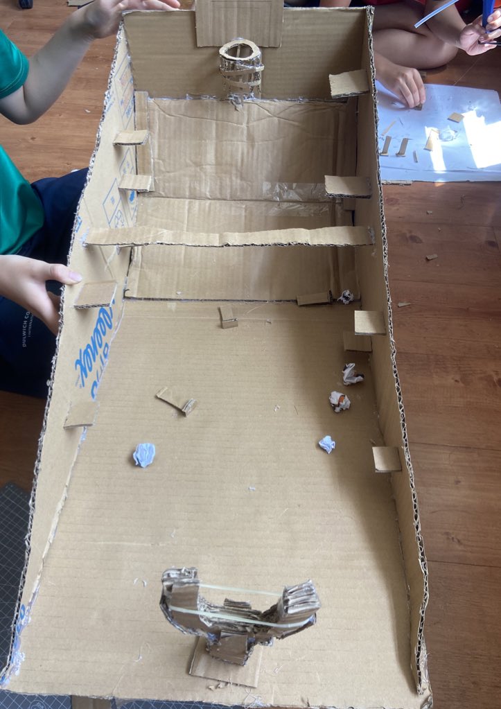 ThisIsAwesomeEd's tweet photo. The #CardboardChallenge continues today. These cardboard masterpieces are looking awesome. I can’t wait for the fair ❤️ ! @lportnoy @LisaMLove1996 @biologygoddess @GiftedTawk @ValPerez_STEAM @STEAMcultivator @schnekser @MrWeimann @ReneeWellsSTEAM #DesignedtoLearn #STEAM #STEM https://t.co/5tjkYukvDt
