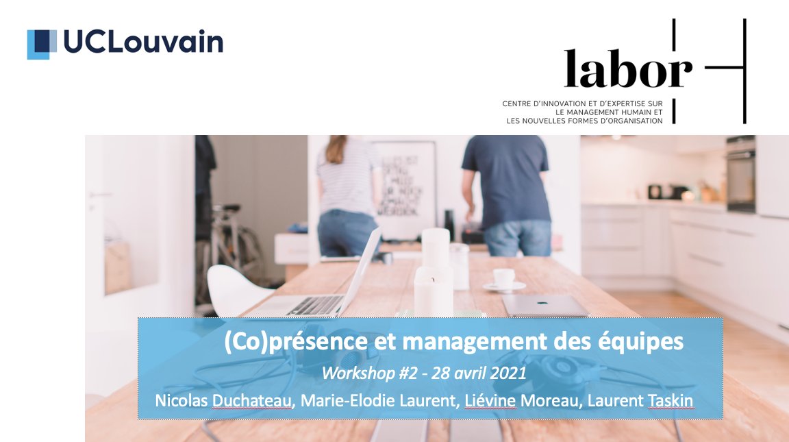 laborH2's tweet photo. Quel mix entre présence et co-présence au travail demain ? 
Le labor-H de l’UCLouvain étudie les effets de différentes configuration de travail hybride (présence au bureau – télétravail). 
⬇️⬇️⬇️
https://t.co/nCyXB6PpDP
#ManagementHumain #Télétravail #Présence #Recherche https://t.co/Xw4DlF3lb5