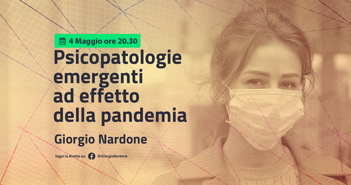 NardoneOfficial's tweet photo. Domani dalle 20:30 alle 21:30 in diretta sulla mia pagina Facebook @DrGiorgioNardone, andrà in onda la conferenza gratuita e aperta a tutti "Psicopatologie emergenti ad effetto della pandemia".
📣 Ci vediamo domani, vi aspetto numerosi!
#conferenze #centroditerapiastrategica https://t.co/xsE4BdouCc
