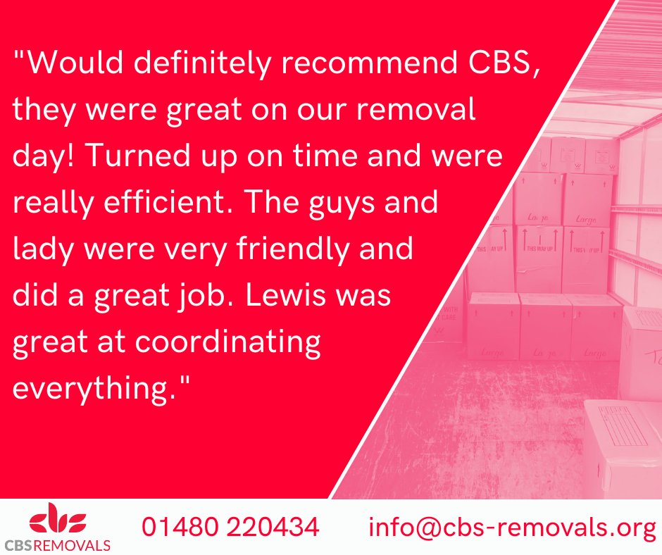 CBS_Removals's tweet image. Our customers would recommend us for house moving jobs and at CBS Removals, it&apos;s our pleasure to help.

〰️〰️
Call us now on 01480 220434 ☎️
Message us for an instant quote 📲
Email us info@cbs-removals.org 📩
〰️〰️

#cbsgroup #movinghouse