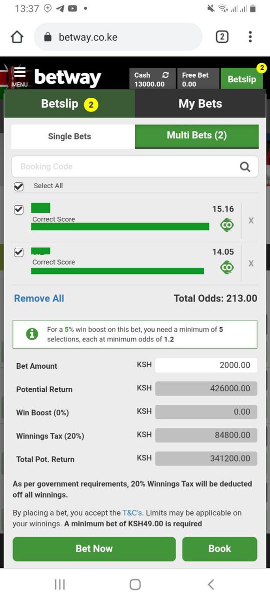 betway correct score predictions for today