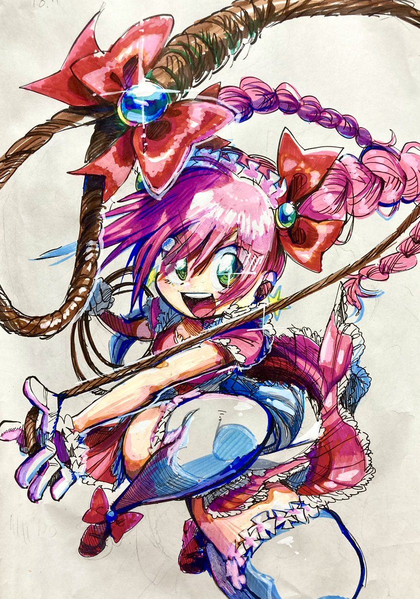 セリアのイラスト用水彩筆ペンとキャンドゥの白いペイントマーカーでスーサイドガール ヤマドリのイラスト セリアのイラスト用水彩筆ペンとキャンドゥの白いペイントマーカーでスーサイドガール ヤマドリのイラスト