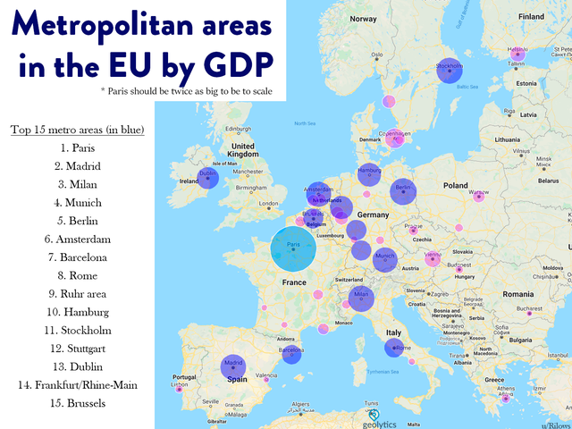 emirodmen's tweet image. Las 15 ciudades mas grandes de la UE por PIB 🇪🇺