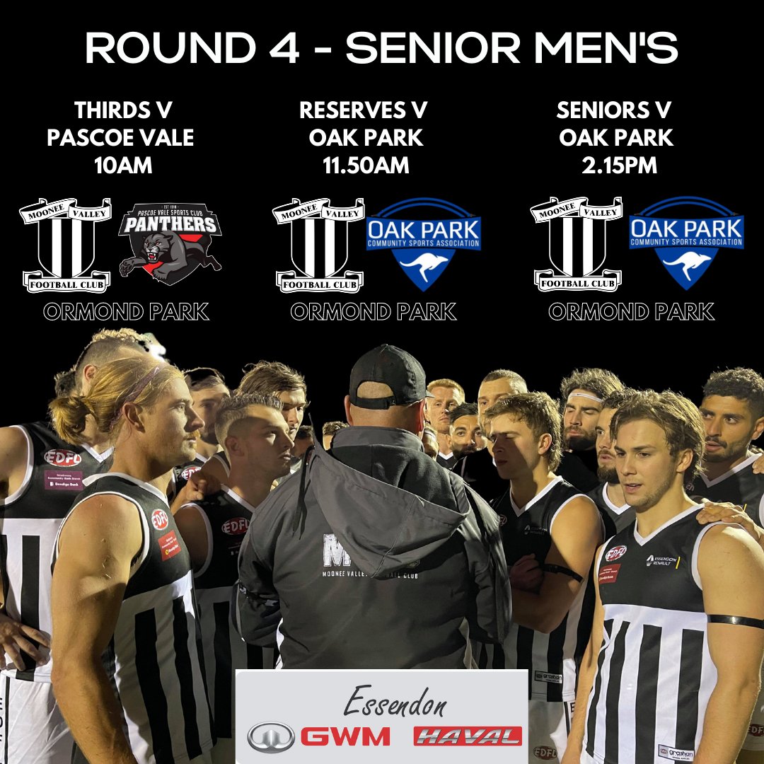 MooneeValleyFC's tweet photo. All the details for this weekend's senior matches https://t.co/xzGHFfavJW
