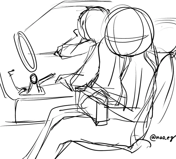 車の中描くと、シートフルバケにしちゃう?とか助手席は…?とかどーでもいいことを考えて時間を使ってしまう。でも楽しい時間。 #さくらのラヂオ 