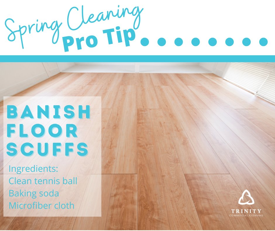 TrinityComClean's tweet image. Easily buff out floor scuffs.
Protect your hardwood by removing small marks with a sock or clean tennis ball. To erase bigger scuffs, add a little baking soda to a damp cloth and gently rub. Then rinse with a damp paper towel and dry. #springclean #officecleaning  #MooresvilleNC