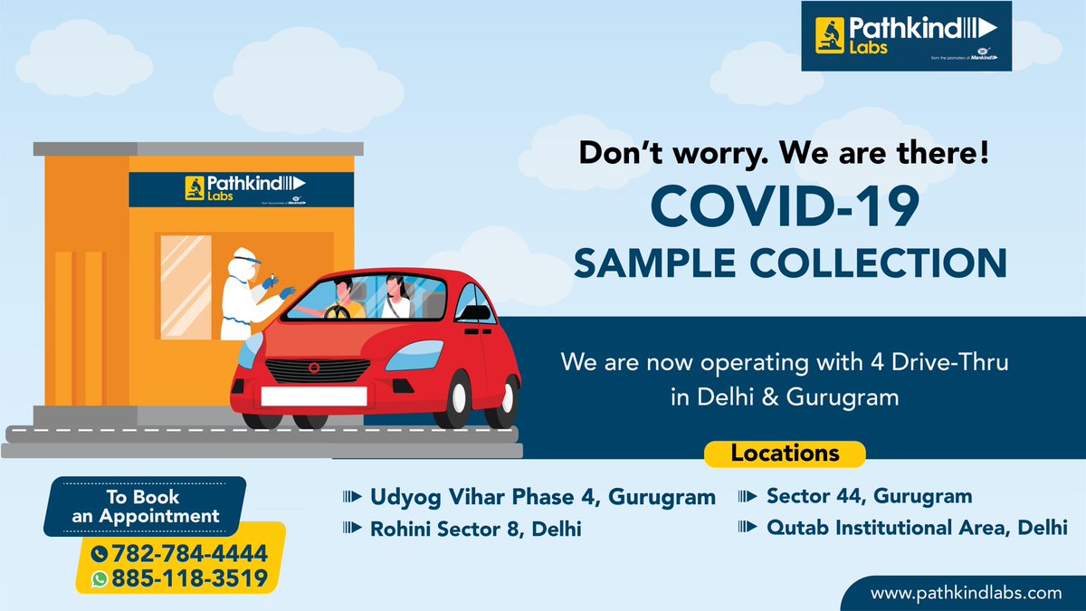 To make our COVID-19 Sample Collection service accessible to everyone, we have opened four Drive-thru COVID-19 collection points in Delhi/NCR. We are committed to serve everyone.