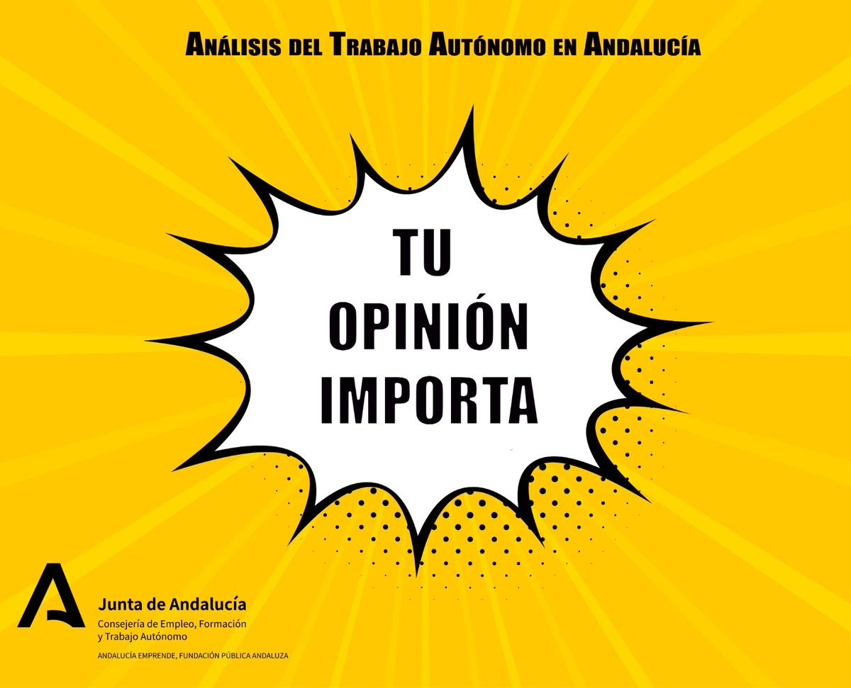 🔴⚫Queremos conocer tus ✅percepciones ✅necesidades ✅expectativas

🎯Objetivo 🔛 Ayudarte a ti, persona #TrabajadoraAutónoma, a diseñar instrumentos y servicios que te resulten útiles para abordar nuevos retos

❌¿Nos ayudas mediante esta #encuesta? 

📊bit.ly/3e2YdYs