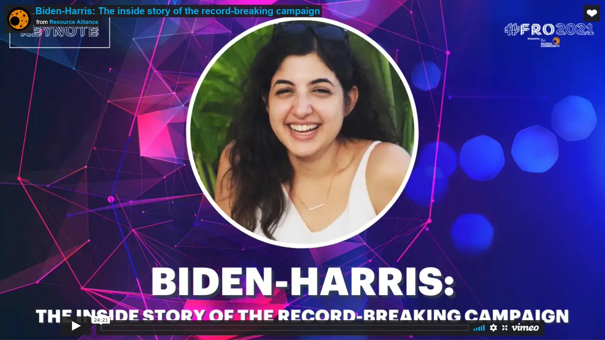 "For the Primary, we needed to distinguish ourselves from other candidates, establish his voice, and lay the fundamentals for the grassroots fundraising campaign."Back at  #FRO2021 for "Biden-Harris: The inside story of the record-breaking campaign" with  @elanafirsht.