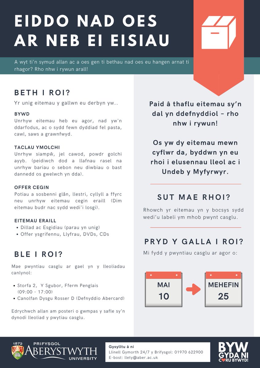 Eiddo nad oes ar neb ei eisiau

#prifysgolaberystwyth #donation #unwantedbelongings