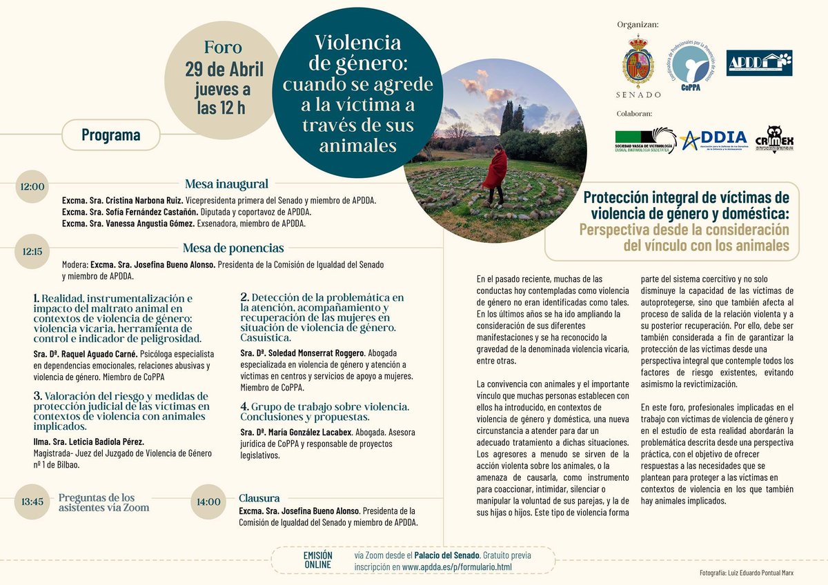 AuroraCabezas_C's tweet photo. Ahora mismo, en el Senado, hablando sobre violencia de género y maltrato animal y la estrecha y dramática relación que existe entre ambos, dando voz , también, a los animales
#viopet #Appda #MaltratoAnimal https://t.co/6muX68lS7i