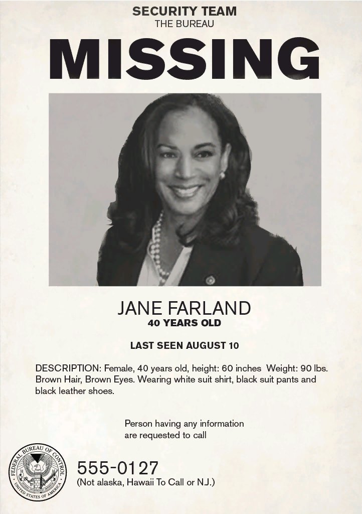 The second is "Jane Farland", who is... Kamala Harris?