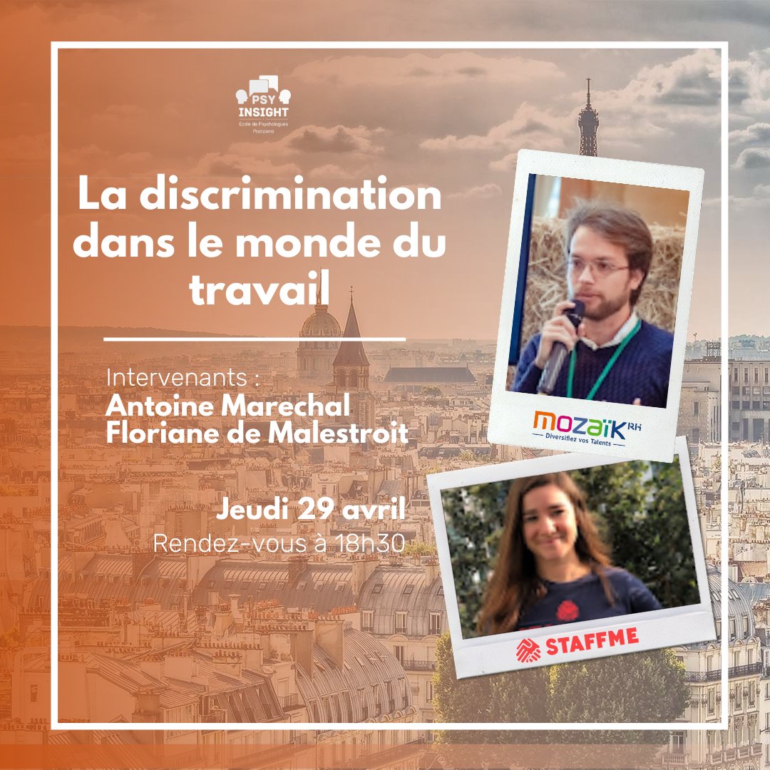 Rendez-vous ce soir dès 18h30 pour parler des discriminations au travail et de la manière dont notre algorithme permet de lutter contre celles-ci !

Des échanges qui s'annoncent passionnants avec <a href="/psy_insight/">PsyInsight - Junior Entreprise de l'EPP</a>, <a href="/mozaikrh/">Mozaïk RH</a>, <a href="/f_demalestroit/">Floriane de Malestroit</a>.

Pour s'inscrire👉app.livestorm.co/cnje/la-discri…