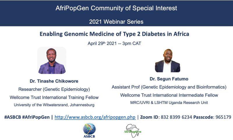 chisomsoremekun's tweet photo. Join us today as @SFatumo and @tchikowore1 enlightens us ON Enabling Genomic Medicine of Type-2 Diabetes in Africa.
#AfriPopGen #ASBCB #TACG https://t.co/PMfw5BbuKn