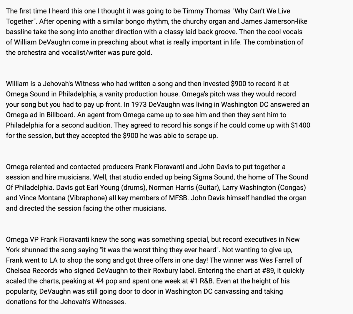 harpersoasis's tweet image. #WilliamDeVaughn ~ Be Thankful For What You Got 1973 #Disco #Purrfection Version #1970s 
#DJDiscoCat