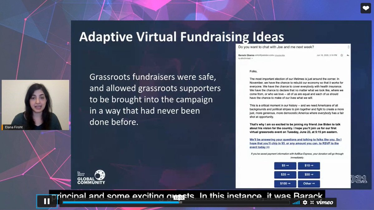 * Moved to more engagement and then followed with fundraising message* Adapted virtual grassroots fundraising* Projected leadership while raising money"be the 1st to know Joe's VP" was a great acquisition hook. @elanafirsht  #FRO2021