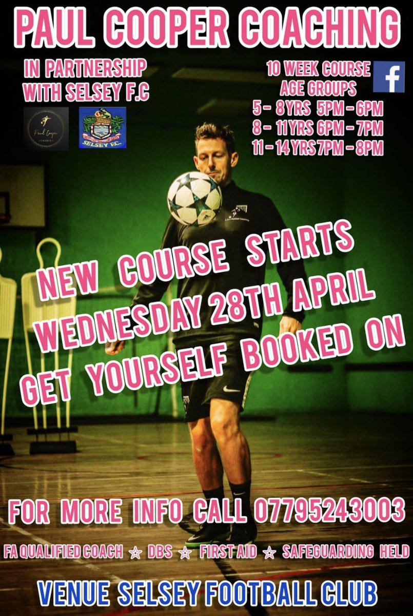 SelseyFootballC's tweet photo. A fantastic start last night over the 3 sessions we had at Paul Cooper’s Academy. Great to see both previous and brand new faces with 35 attending. There are still places left so feel free to contact to us on the number below for next week and future dates ⬇️⚽️🔵⚽️🔵 https://t.co/ladFR6EOVX