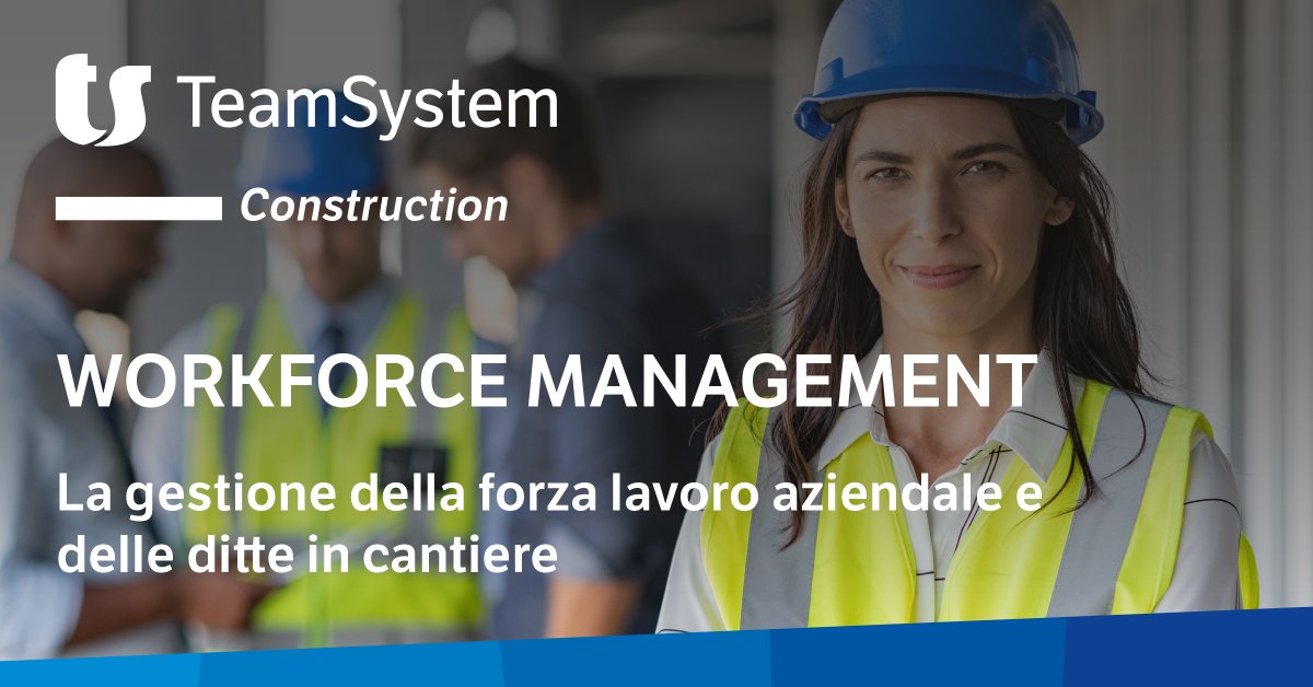 Iscriviti al webinar gratuito del 6 maggio ore 11 per scoprire come gestire il personale aziendale e le ditte in subappalto con la piattaforma Workforce Management. Info e iscrizioni a questo link bit.ly/3e3N4q6
#teamsystem #workforce #cantiere #digital