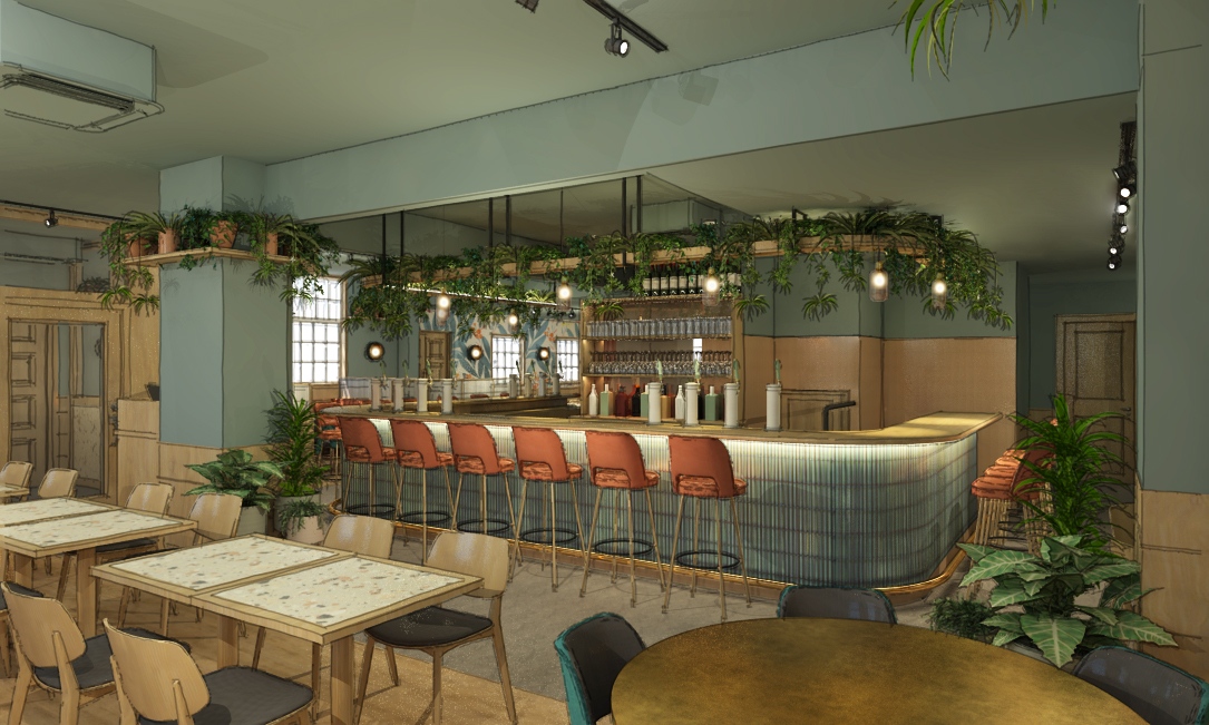 creed_design's tweet image. We created this visual for a #pub design and positioned the bar central to make this a real focal point. Lots of planting, feature pendant lighting and comfy bar stools help make the pub really warm and inviting

#pubdesign #pubinteriors #hospitalitydesign #visual