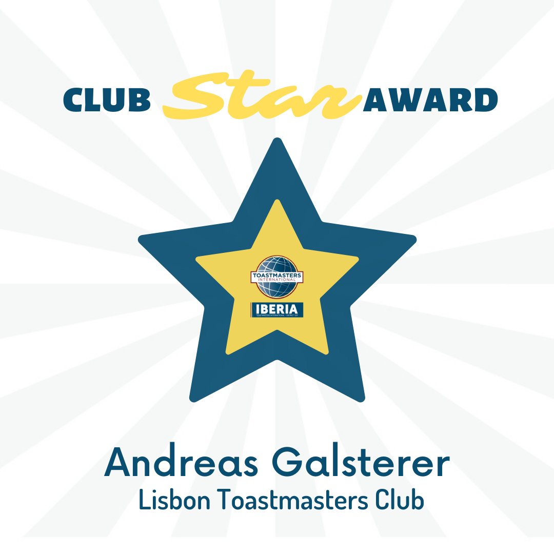 ToastmasterD107's tweet photo. Stars keep shining!
The Club Star Award is an opportunity to recognise a member for their enthusiasm, availability, creativity... Don't miss this opportunity! Let us know all the stars around Iberia! #toastmastersiberia #toastmastersinternational #iberianvibes #shareyourreasons https://t.co/GXwYNDvp01