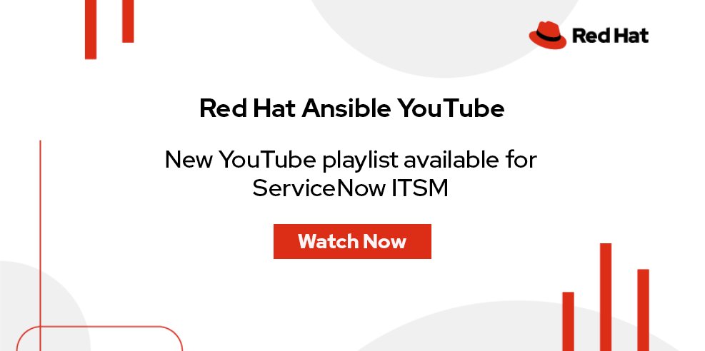 ansible's tweet photo. We have a new YouTube playlist available around the certified Content Collection with ServiceNow. Go check it out: https://t.co/p7odiCACnc https://t.co/Fpsik2D5Tb