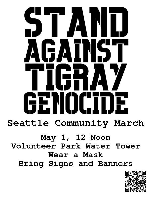 Moving to the publicized actions, a march against  #TigrayGenocide is meeting May Day at noon to demand  @Starbucks  #BoycottEthiopianCoffee. Starting at the water tower in Volunteer Park. 3/