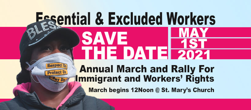 Also at Noon, the long May Day March and Rally for Immigrants and Workers Rights meets at St. Mary's Church. 4/